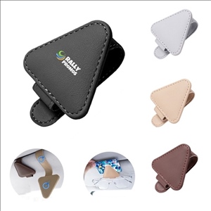 PU Leather Car Sun Visor Sunglasses Holder Clip